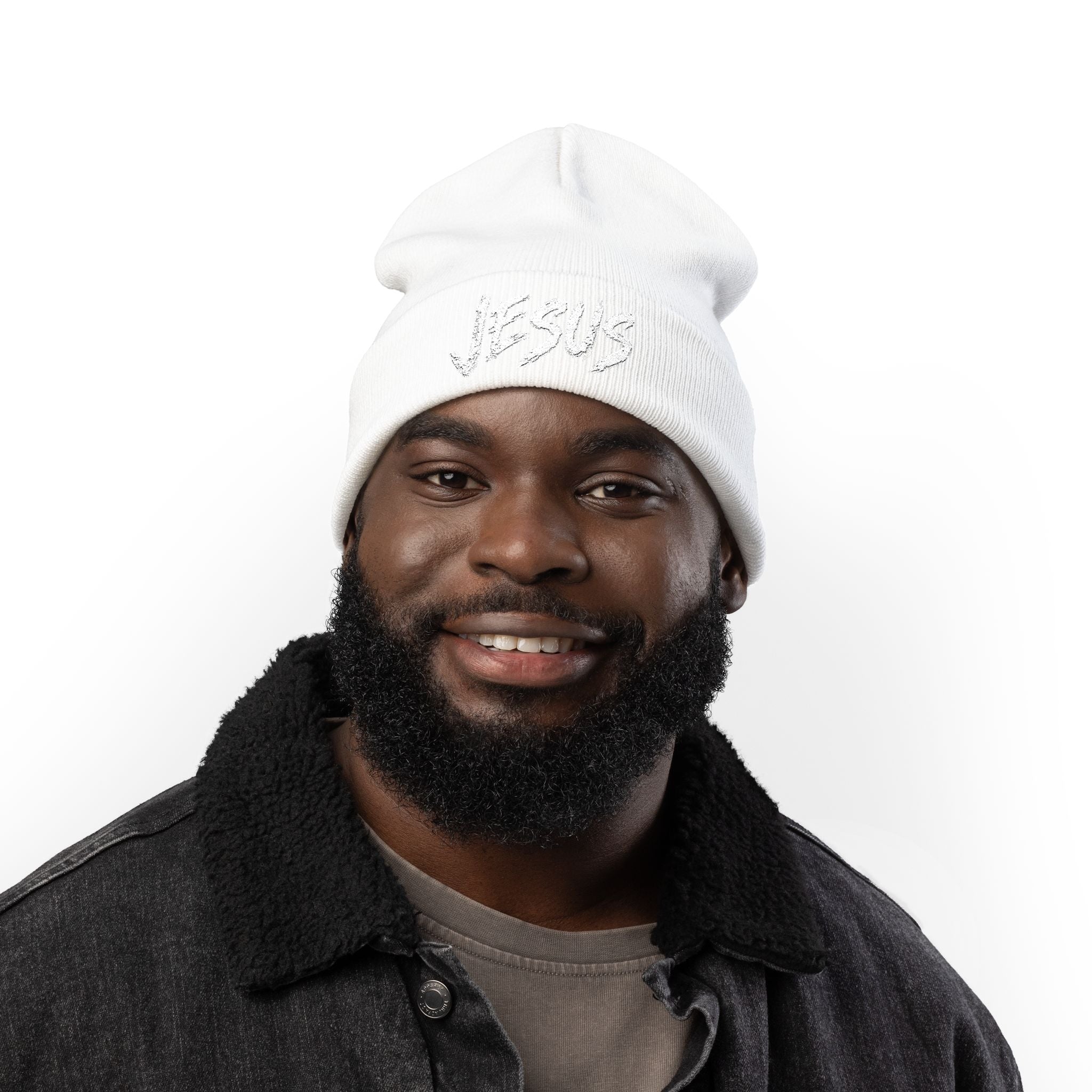Jesus Beanie (Stitched White)