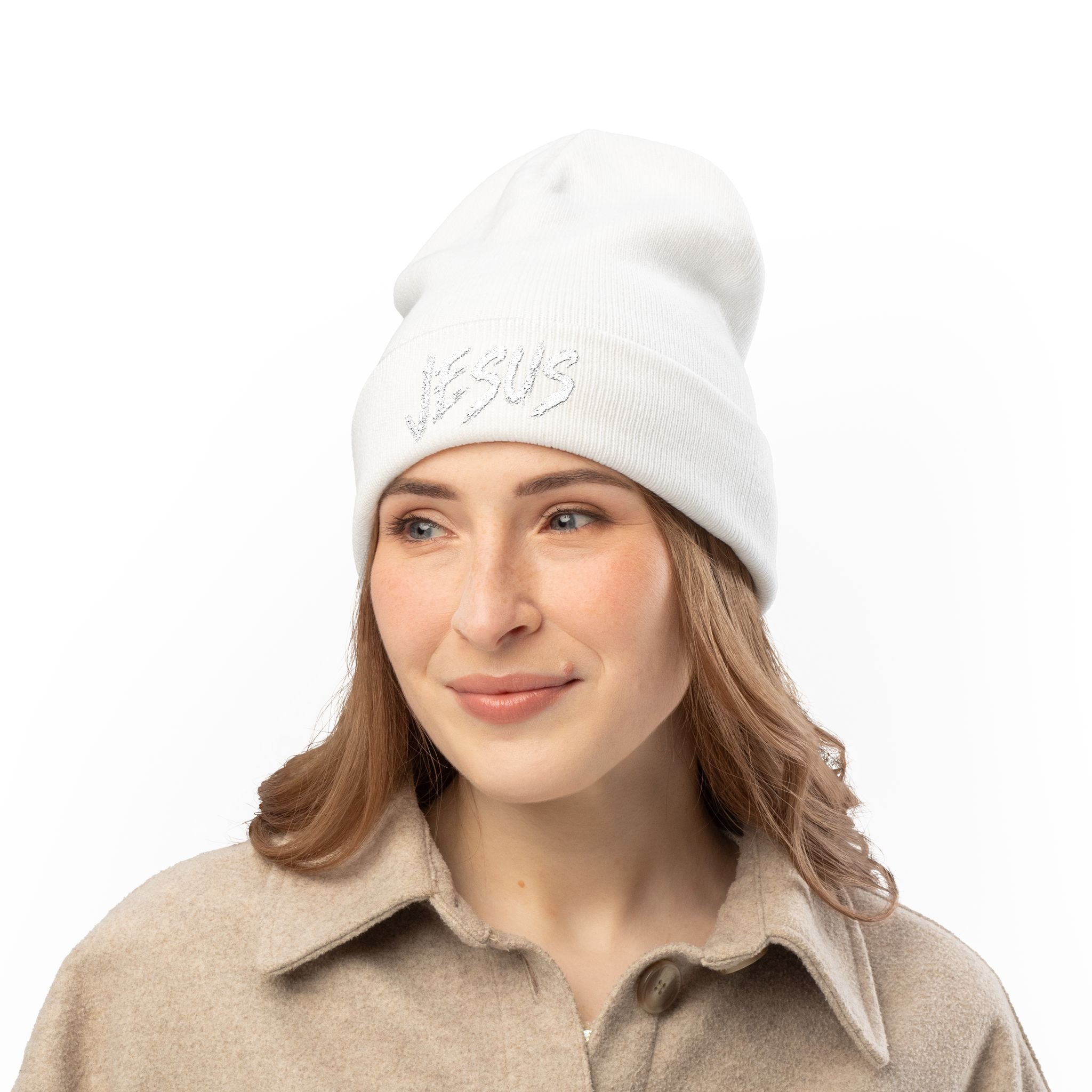 Jesus Beanie (Stitched White)