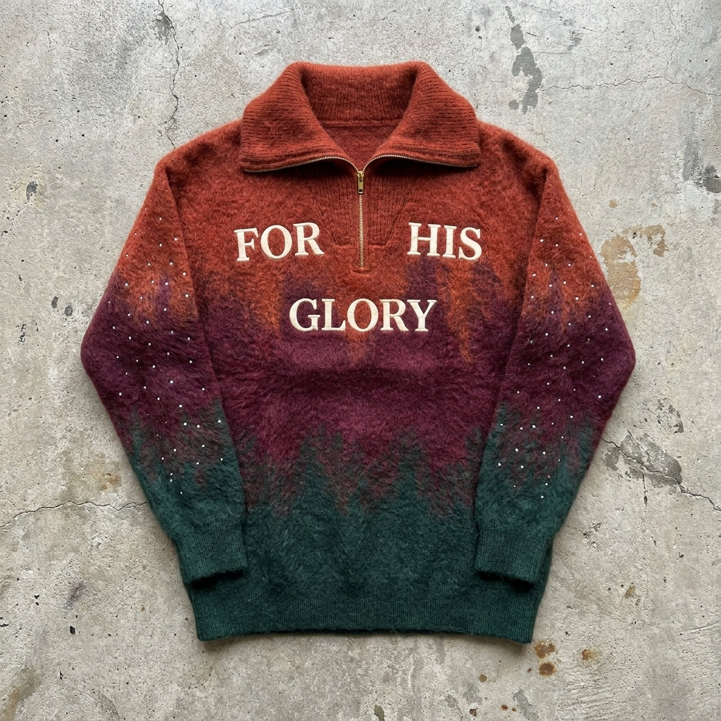 Glory Rise - Premium Sunset Ombre Quarter Zip Sweater