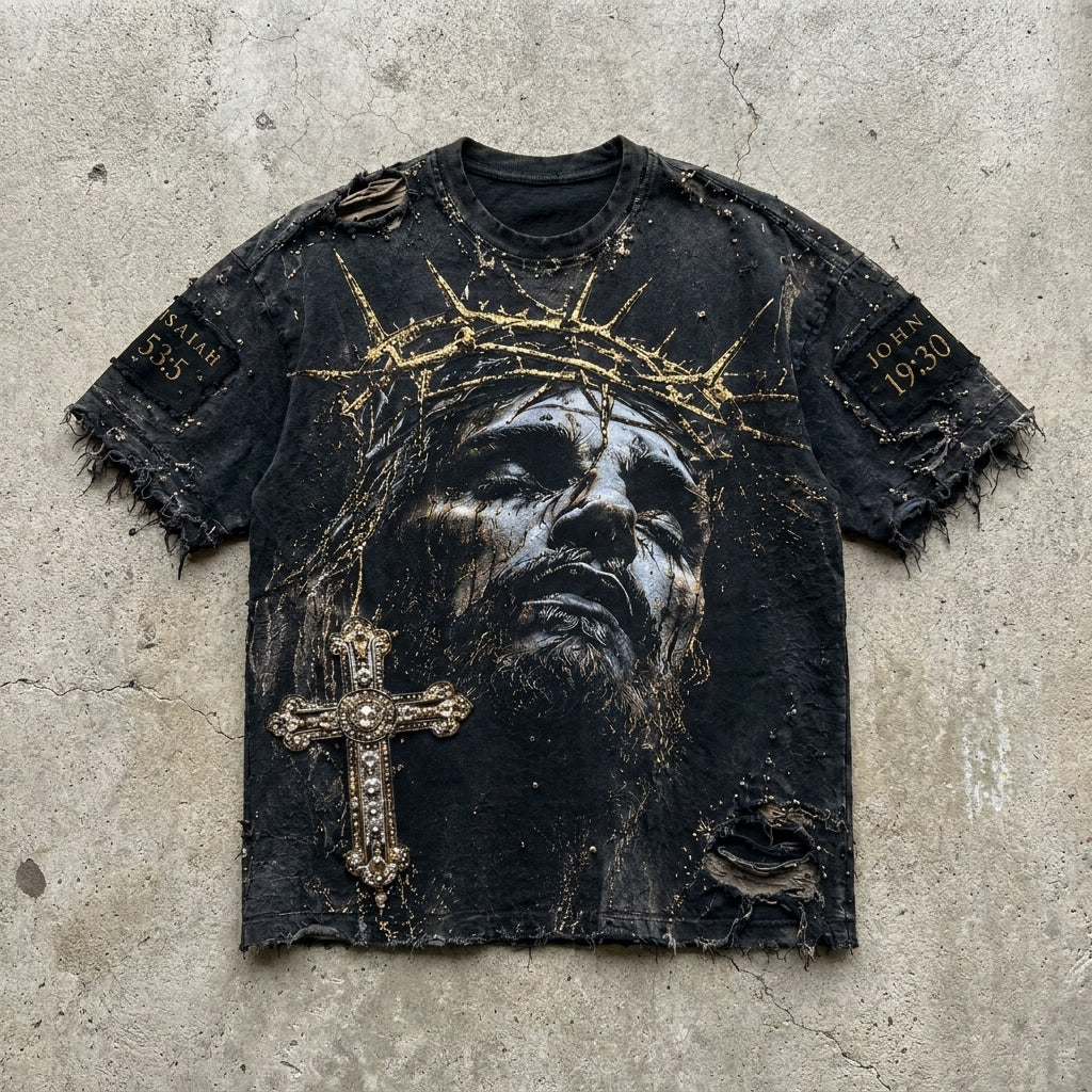 Finished in Grace - Premium Washed Black Graphic Tee