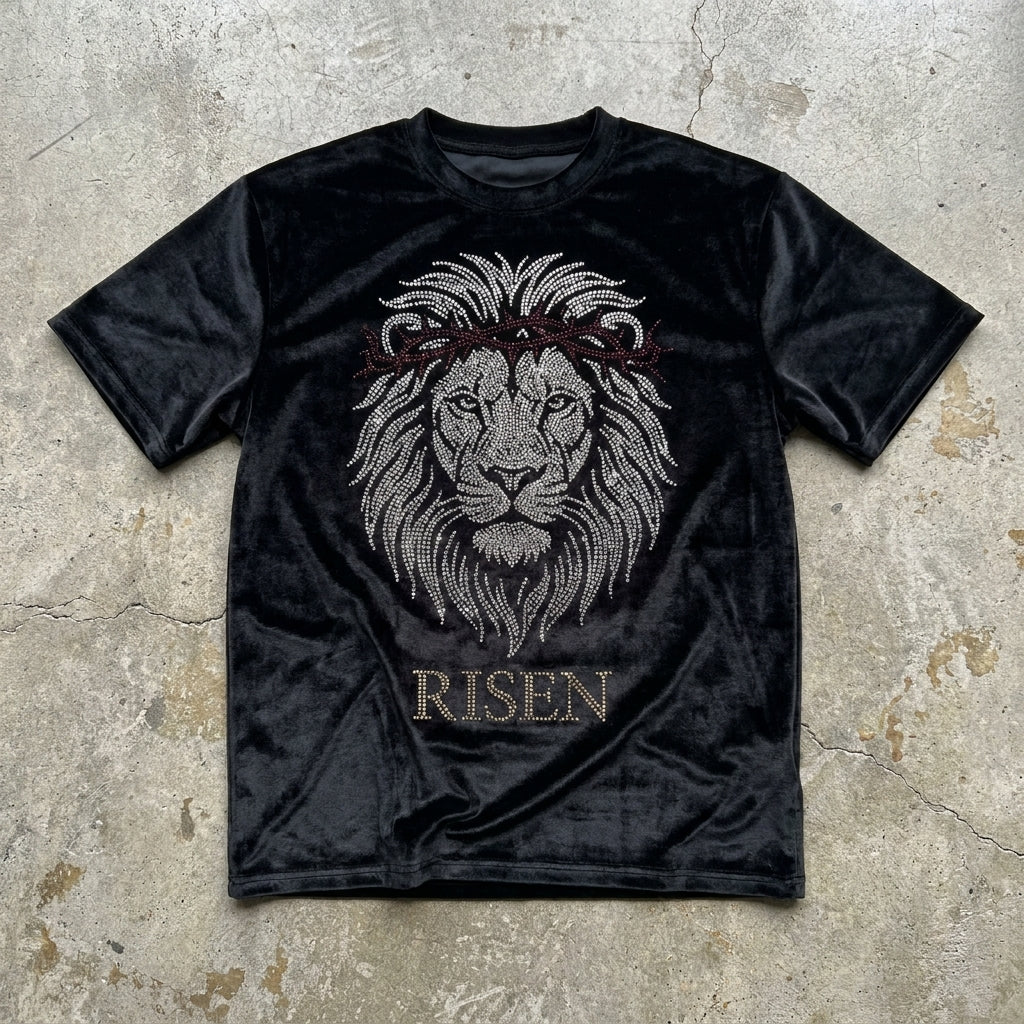 Lionhearted Risen - Premium Black Velvet Tee