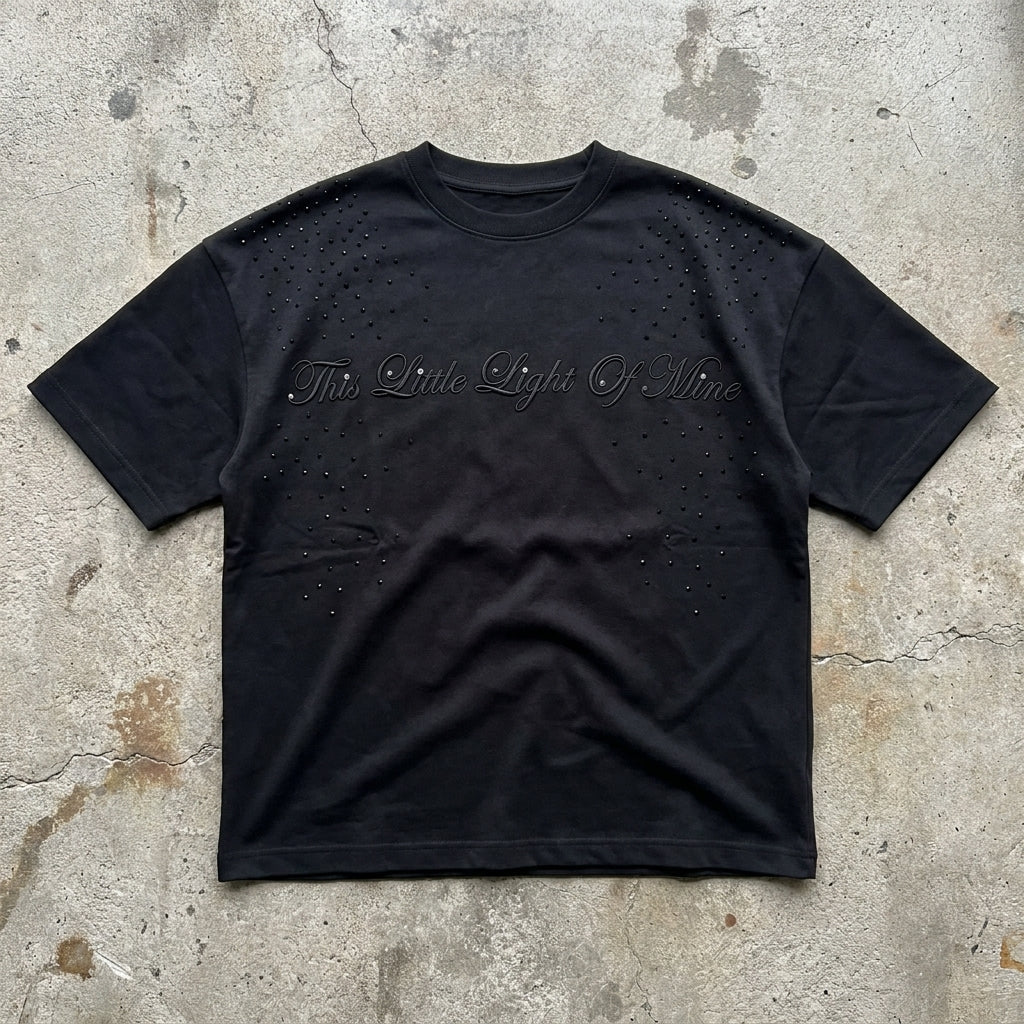 Little Light - Premium Black Rhinestone T-Shirt