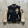 Spirit Strength - Premium Black and Cream Varsity Jacket