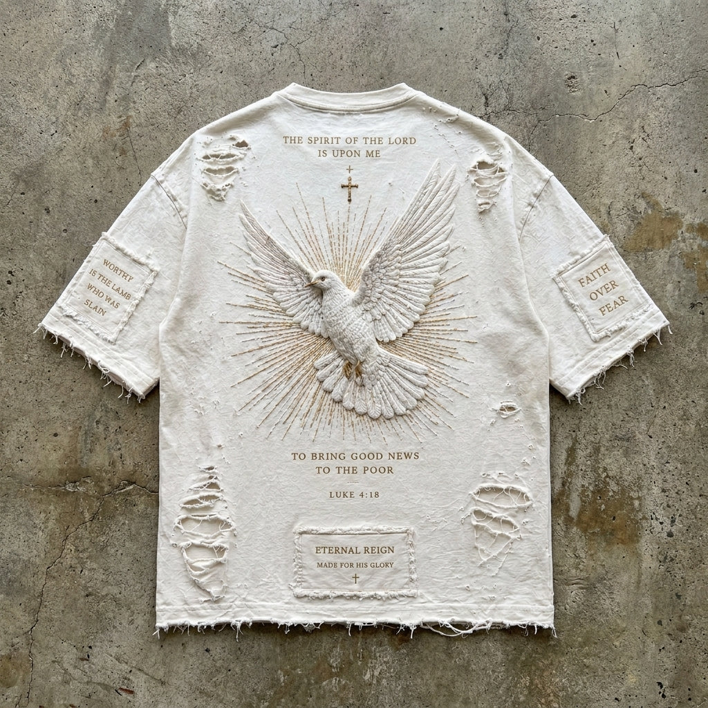 Eternal Reign - Premium Distressed Ivory T-Shirt