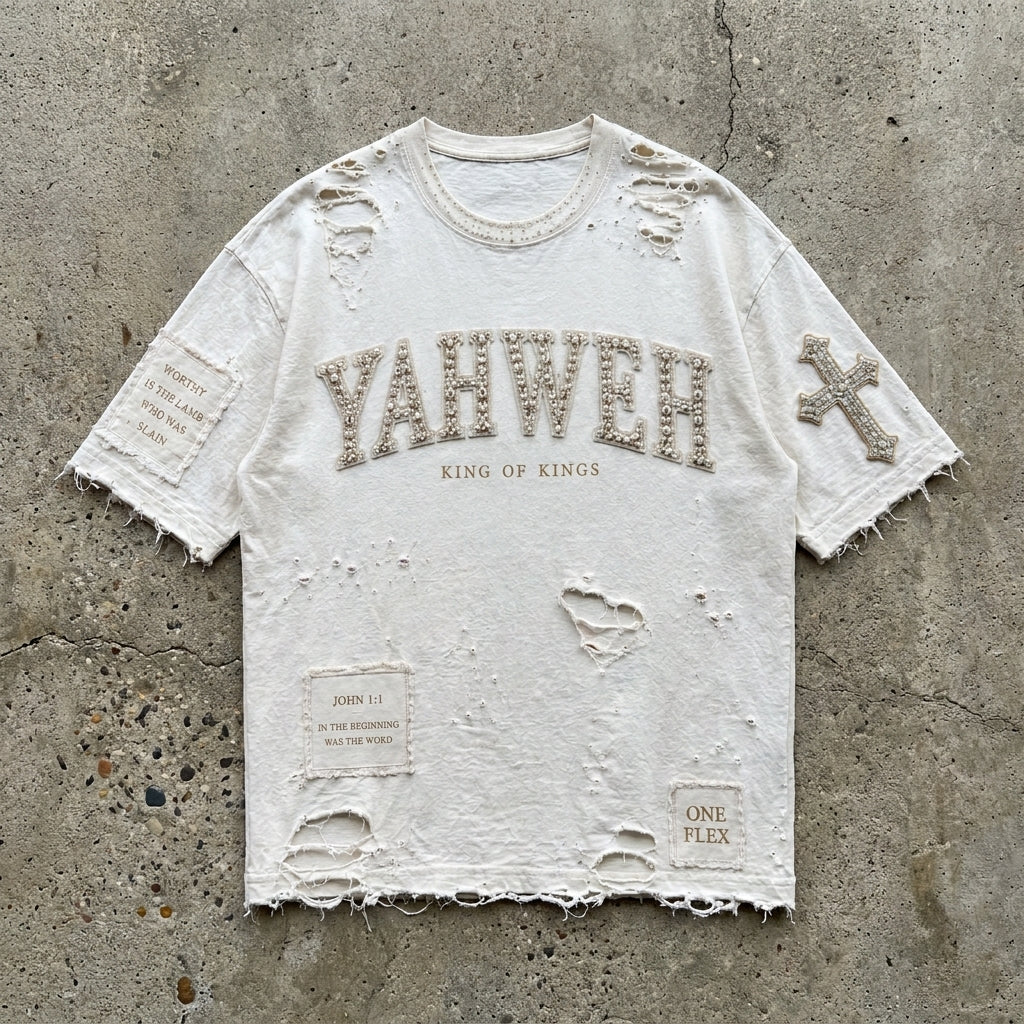 Eternal Reign - Premium Distressed Ivory T-Shirt